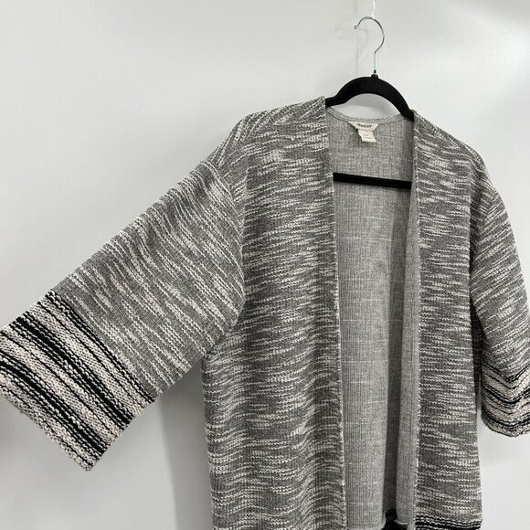 ARIAT Gray Black Metallic Bella Cardigan Sweater Boho Fringe Knit Size Small - Picture 3 of 9